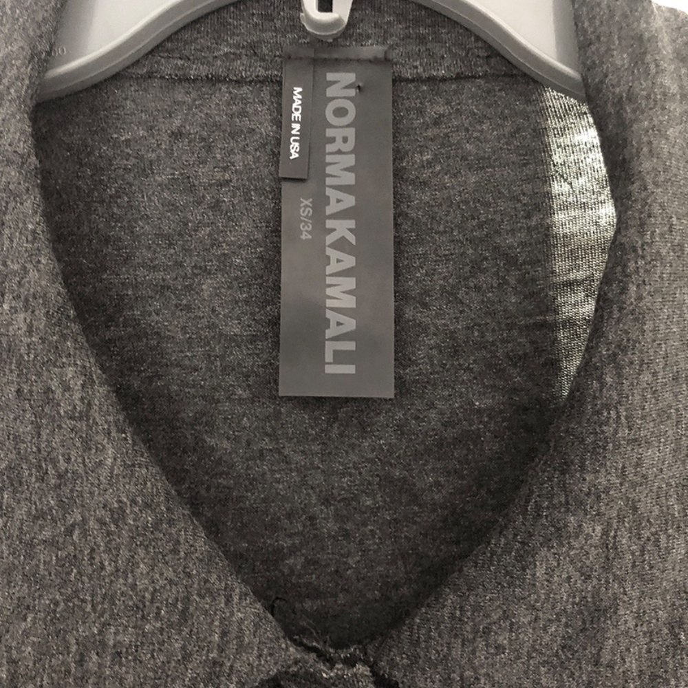 NORMA KAMALI DARK GRAY OVERSIZED BOYFRIEND SHIRT, Size XS - Picture 7 of 8